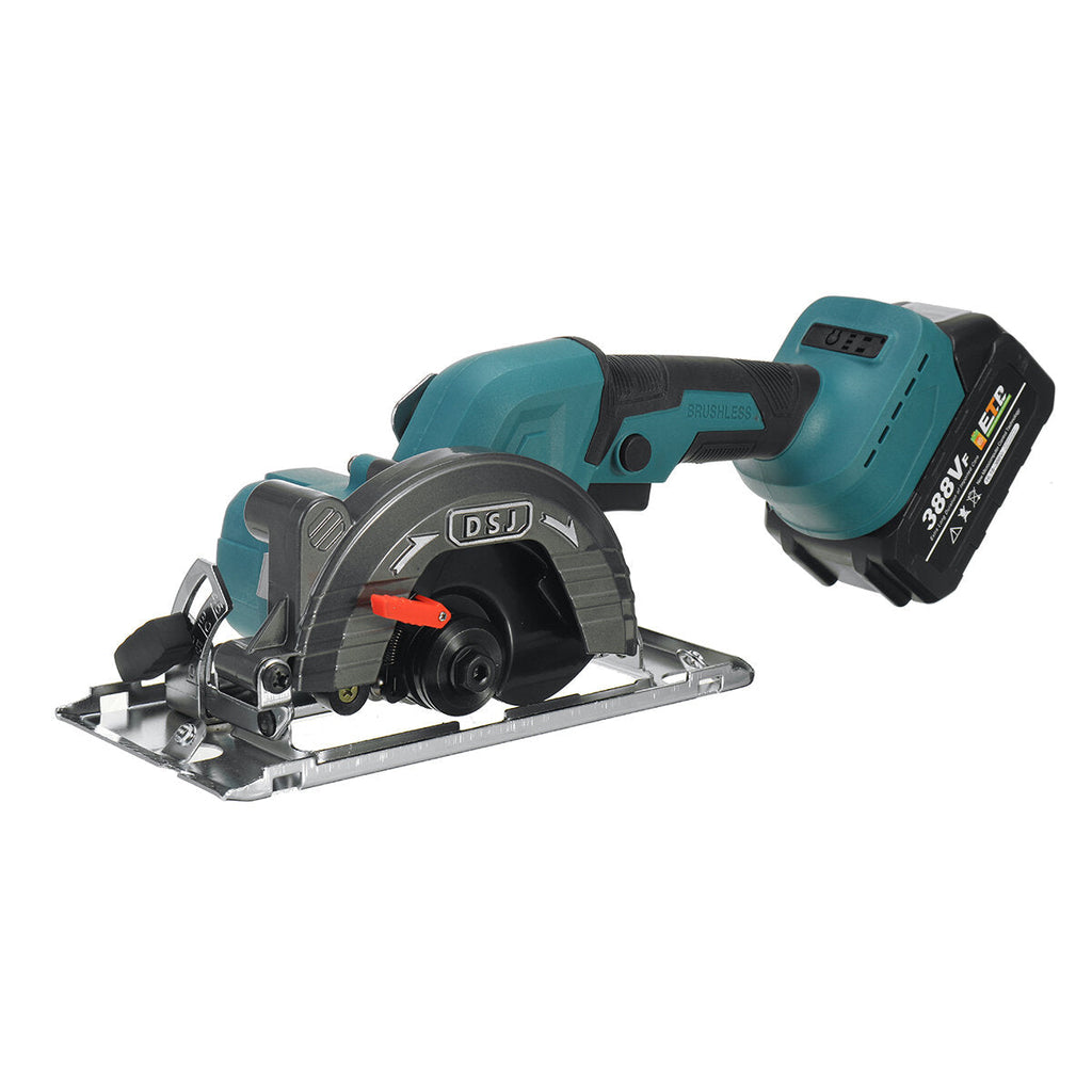 21V 3000W 5In Cordless Electric Circular Saw Curved Cutting Adjustable Cut Off Saw with 1/2 Batteries For Woodworking