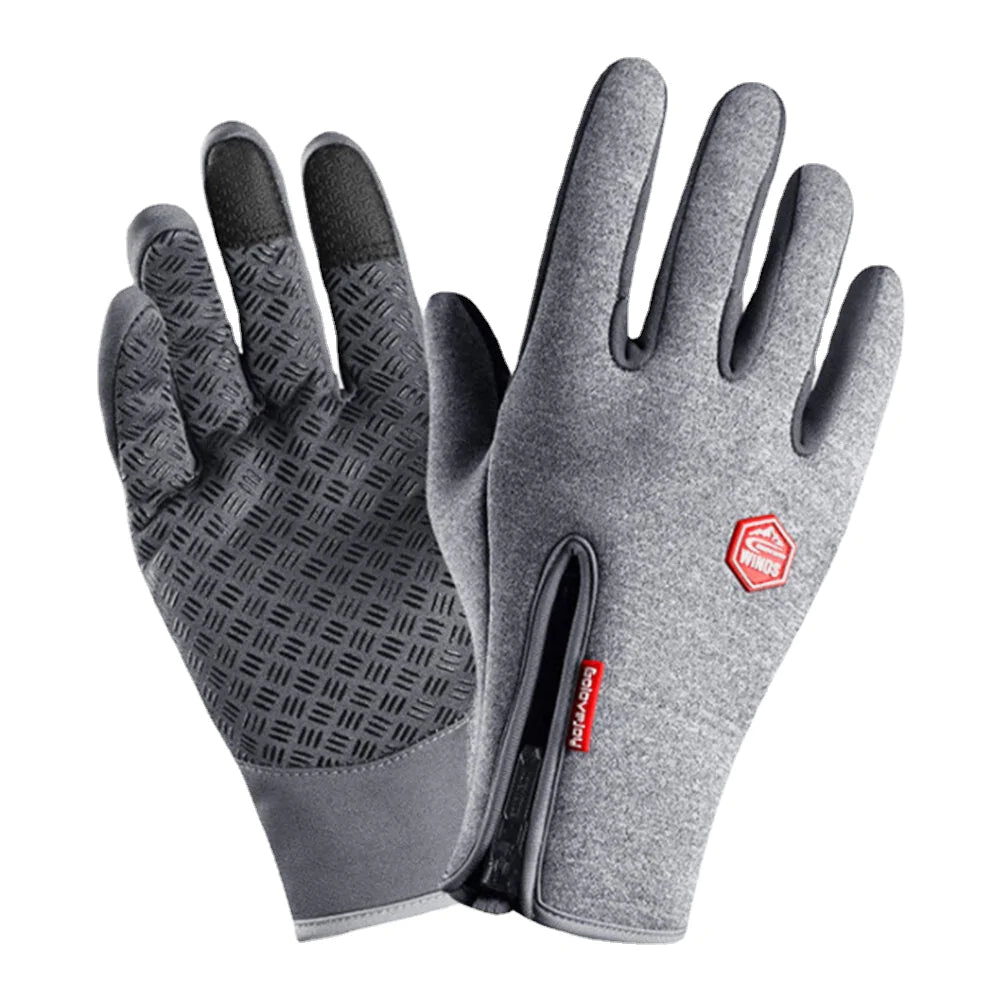 Unisex Diving Cloth Screen-touchable Riding Climbing Skiing Warm Plus Velvet Zipper Gloves