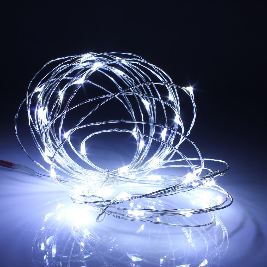 Battery Powered 5M 50LEDs Waterproof Silver Wire Fairy String Light for Christmas +Remote Control