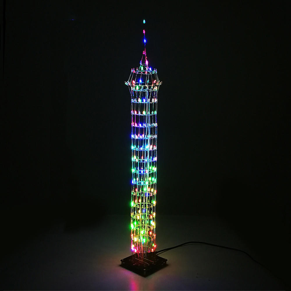 DIY Macao Tower LED Light Cube Wireless Remote Control Music Spectrum Electronic Kit