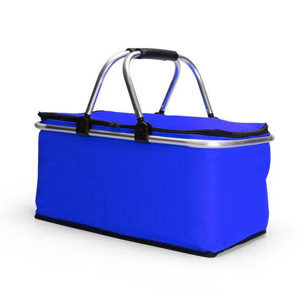 Folding Picnic Basket Portable Insulated Camping Cooler Outdoor BBQ Food Organizer