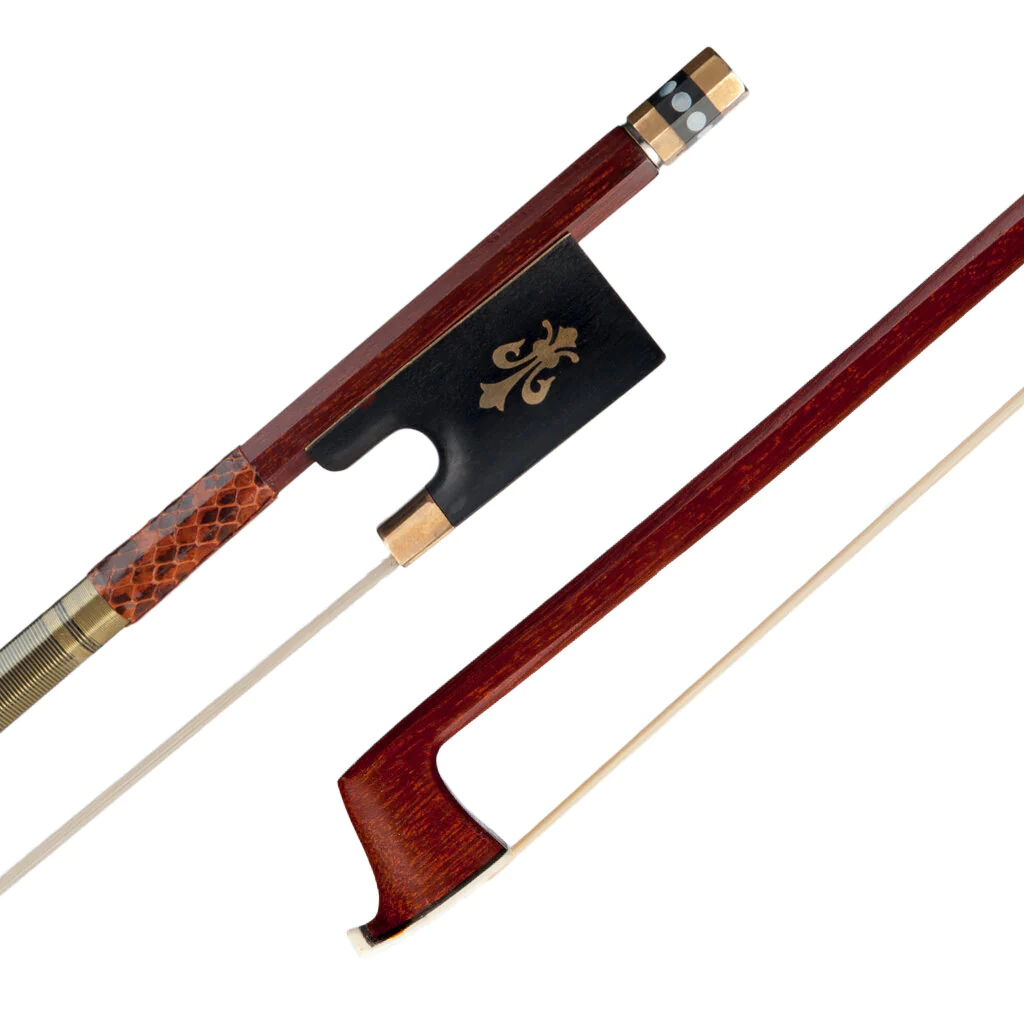 4/4 Violin Bow Pernambuco Stick W/ Ebony Frog Snake Skin Grip White Horsehair Violin Parts Accessories