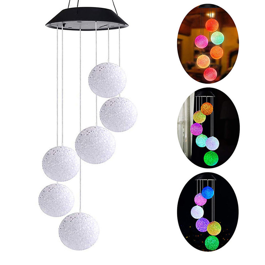 Solar Powered Wind Chime Light String Lights LED Garden Hanging Spinner Lamp