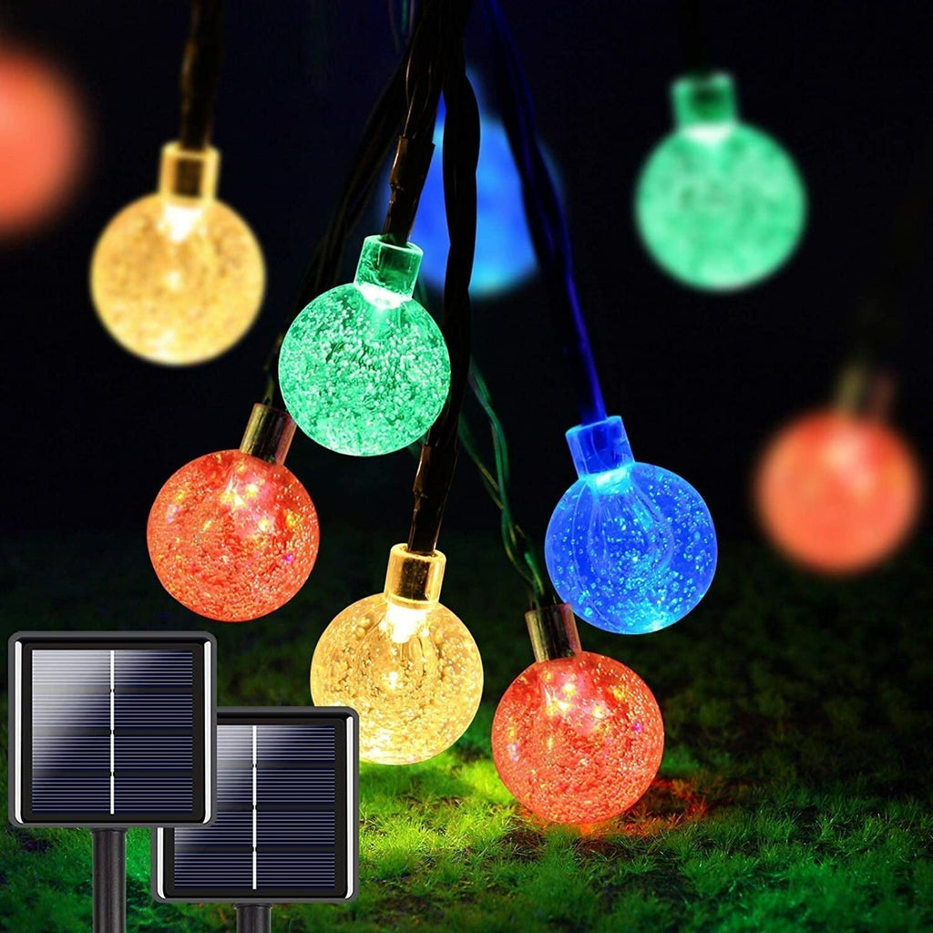 2Pcs 30LED/ 100LED Solar String Ball Lights Outdoor Waterproof White Garden Decor