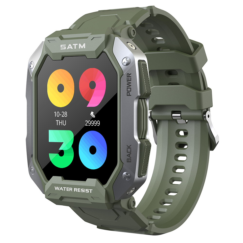 1.71 inch Split Screen Heart Rate Blood Pressure Oxygen Monitor 24 Sports Modes 50 Days Standby 5ATM Waterproof 3-Proof Rugged Smart Watch