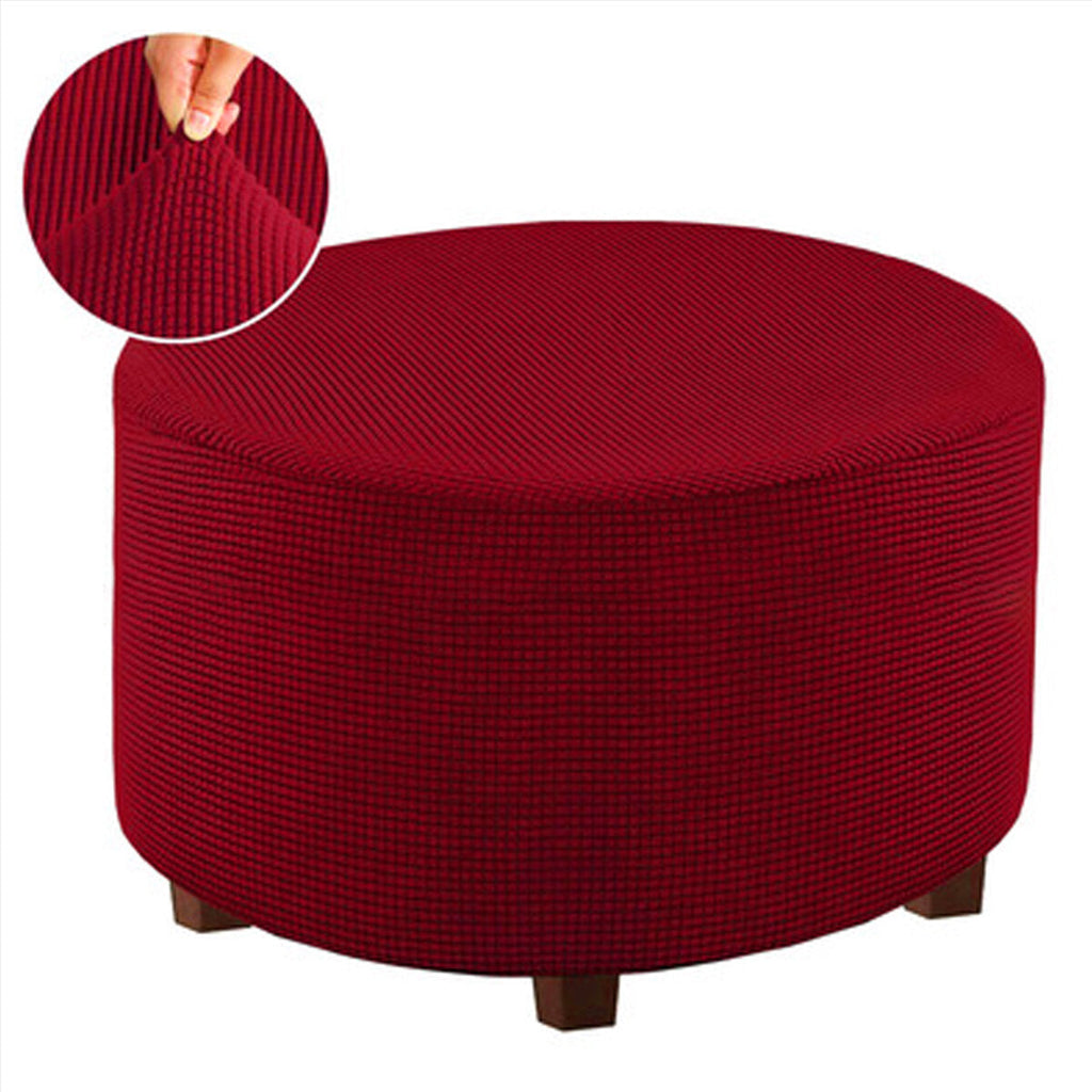 Elastic Round Ottoman Cover Footstool Protector Stretch Storage Stool Chair Seat Slipcover Home Office Furniture Decoration