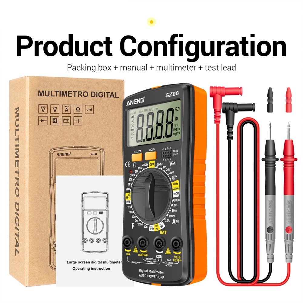 Ultra-thin Split LCD Digital Multimeter Tester with Stowable Test Pen Auto Voltmeter Resistance Tester Tool