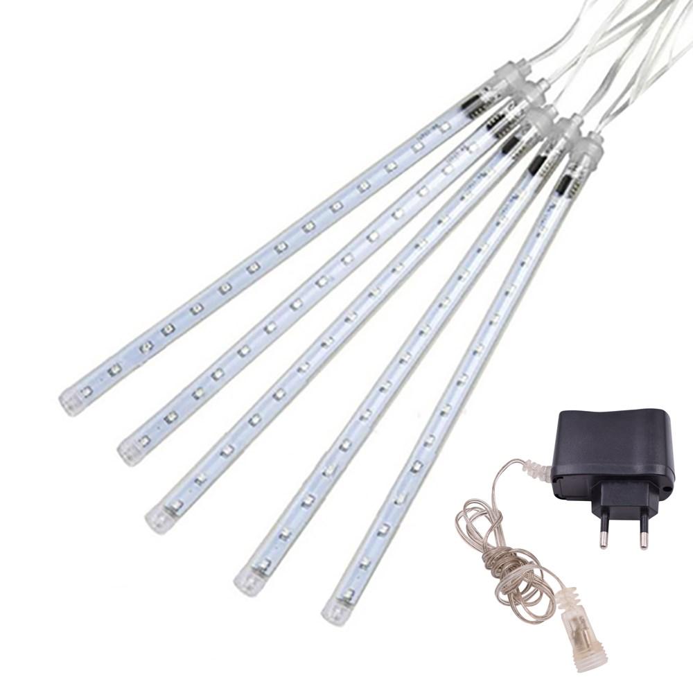 AC110-240V 50CM Waterproof IP65 180LED Meteor Shower Rain 5 Tubes String Light Holiday Party Christmas Outdoor Decor