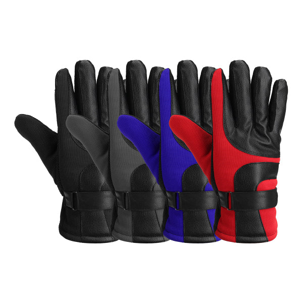 Motorcycle Leather Gloves Touch Screen Winter Warm Waterproof