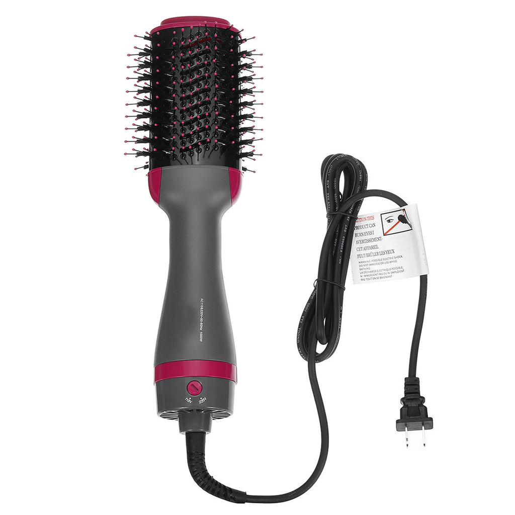 110V / 220V 2 In 1 1000W Hair Dryer Blower Brush Comb Volumizer Straightening Curling Smoothing Comb Hair Drying Styling Tool