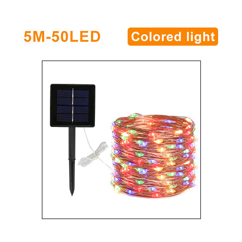 8 Modes 5m 50 LED Solar Power Fairy Lights String Lamps Party Wedding Decor Garden Christmas Tree Decorations Lights