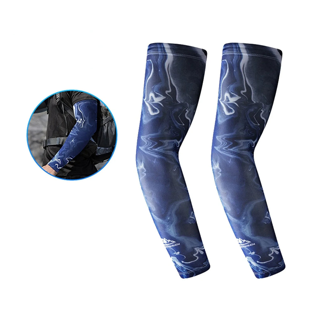 Men's Ice Silk Outdoor Sunscreen Abstract Print Cycling Sports Glove Sets