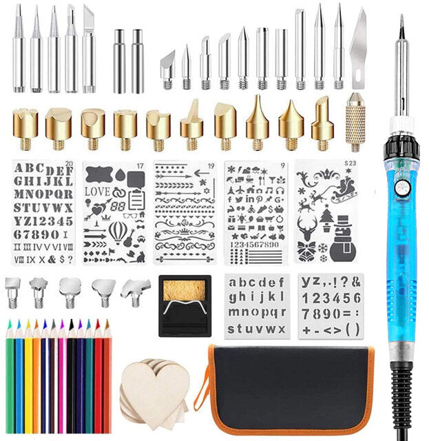 DIY 99Pcs Wood Burning Kit Engraving Tool with Switch Thermostat Soldering Iron Pen Kit