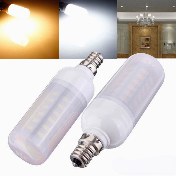 E12 5W 48 SMD 5730 AC 220V LED Corn Light Bulbs With Frosted Cover, Pack2