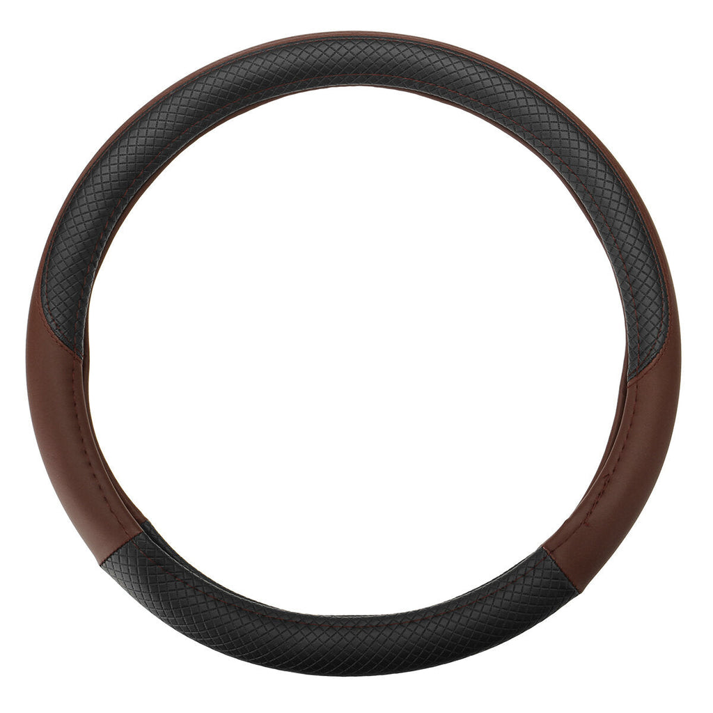 38CM Universal Anti-Slip Breathable Car Steering Wheel Cover PU Leather Vehicle