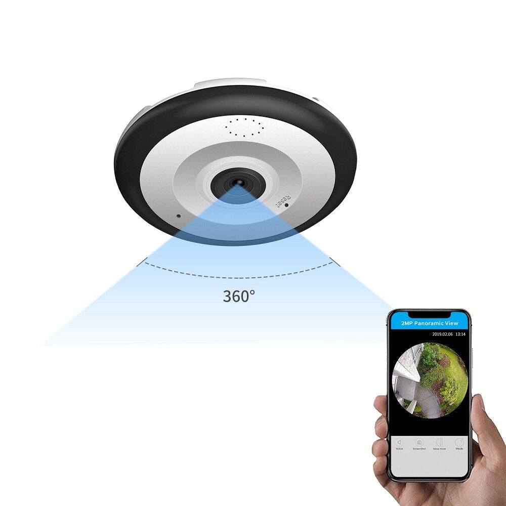 HD 1080P 360 VR Fisheye Camera V380 Mobile Phone Remote Home Wireless Monitor Panoramic Camera