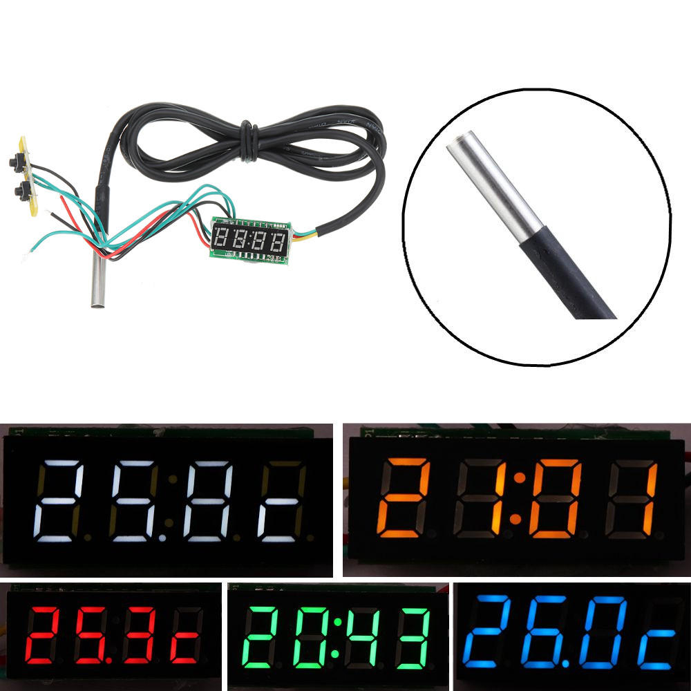 0.28 Inch 3-in-1 Time + Temperature + Voltage Display DC7-30V Voltmeter Electronic Watch Clock Digital Tube