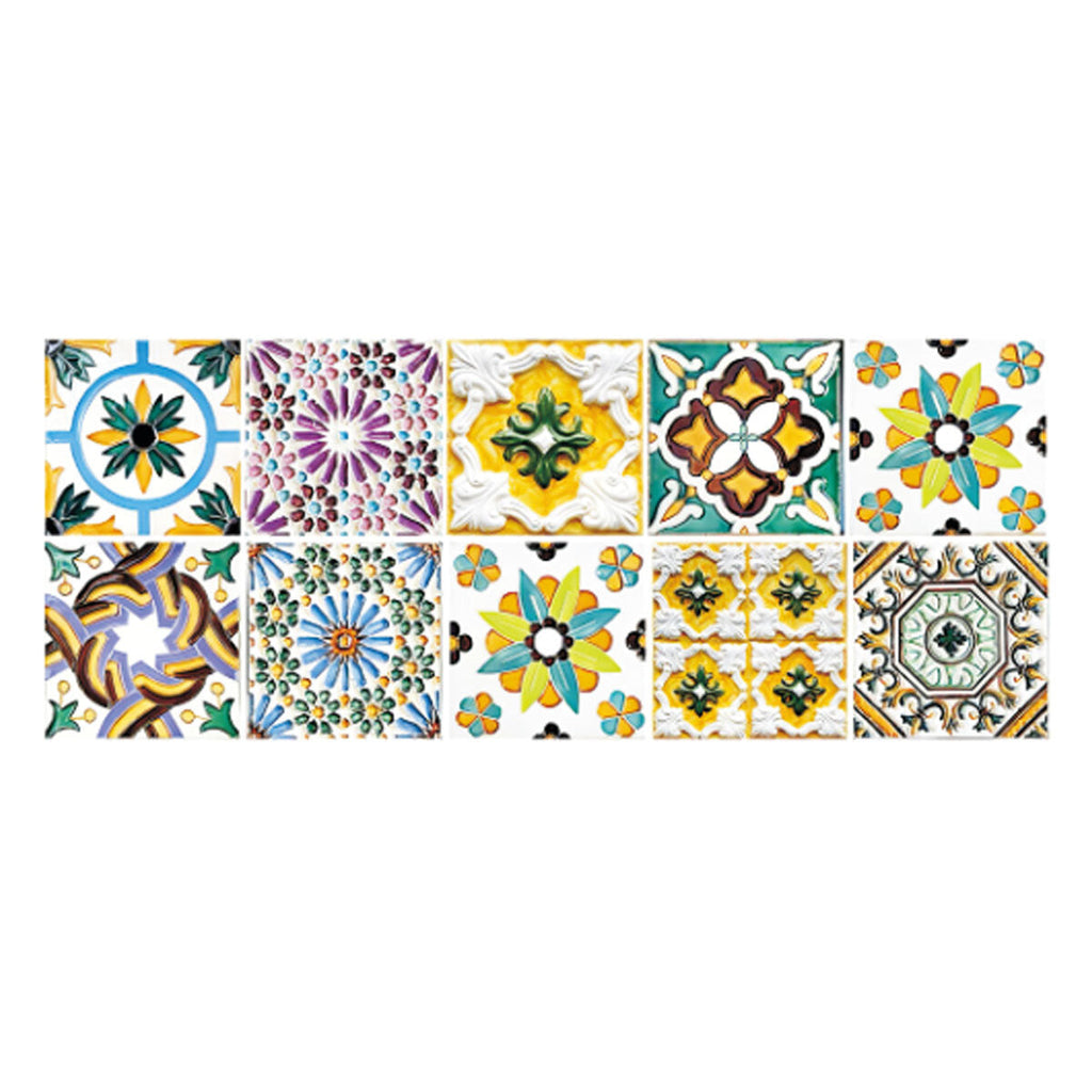 10 Pcs Morocco Tile Stickers Kitchen Bathroom Sticker Home Wall Decor Set