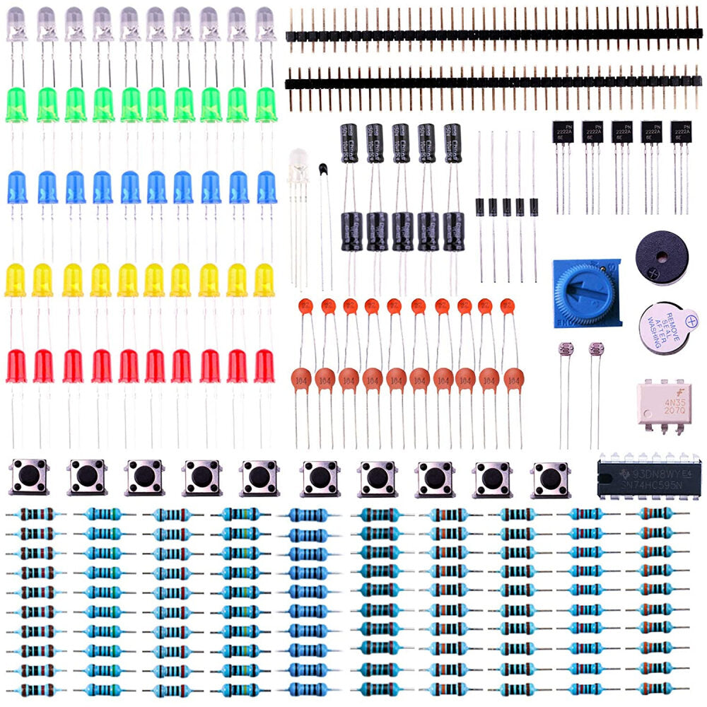 Electronics Component Basic Starter Kit with Precision Potentiometer Buzzer Capacitor Compatible with Arduino UN0 MEGA2560 Raspberry Pi