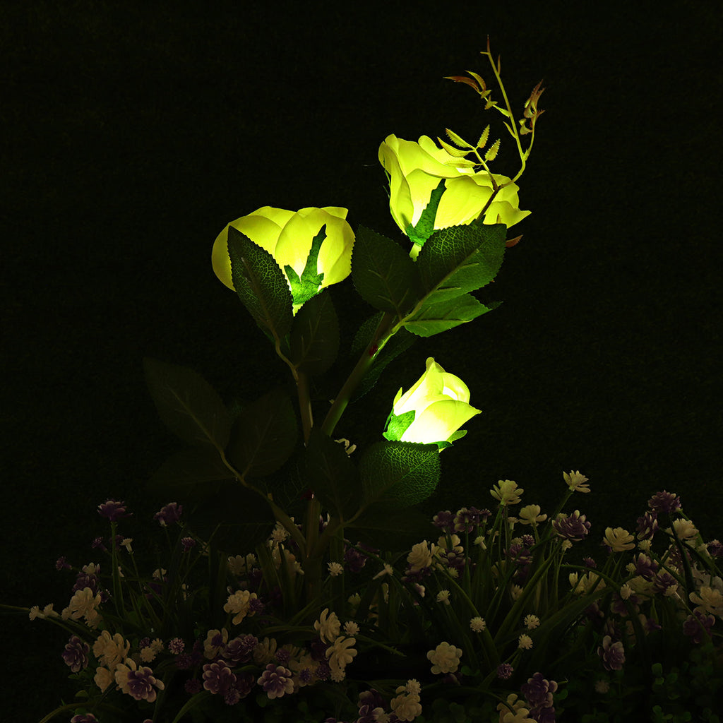 LED Solar Rose Flower Lawn Light Outdoor Garden Stake Lamp Landscape Path Yard Lamp Decor