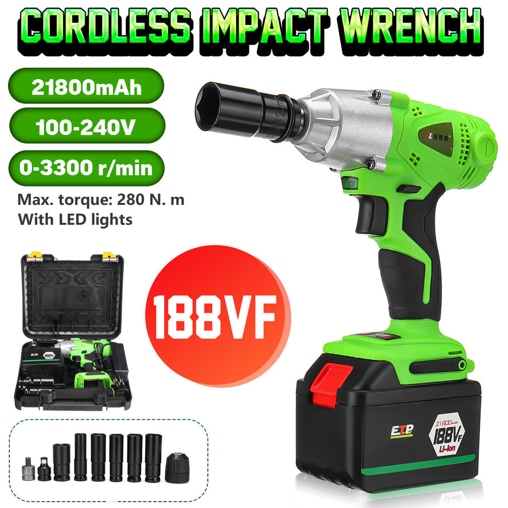 98VF/128VF/168VF/188VF Adjustable Cordless Brushless Electric Impact Wrench Screwdriver Drill LED Light