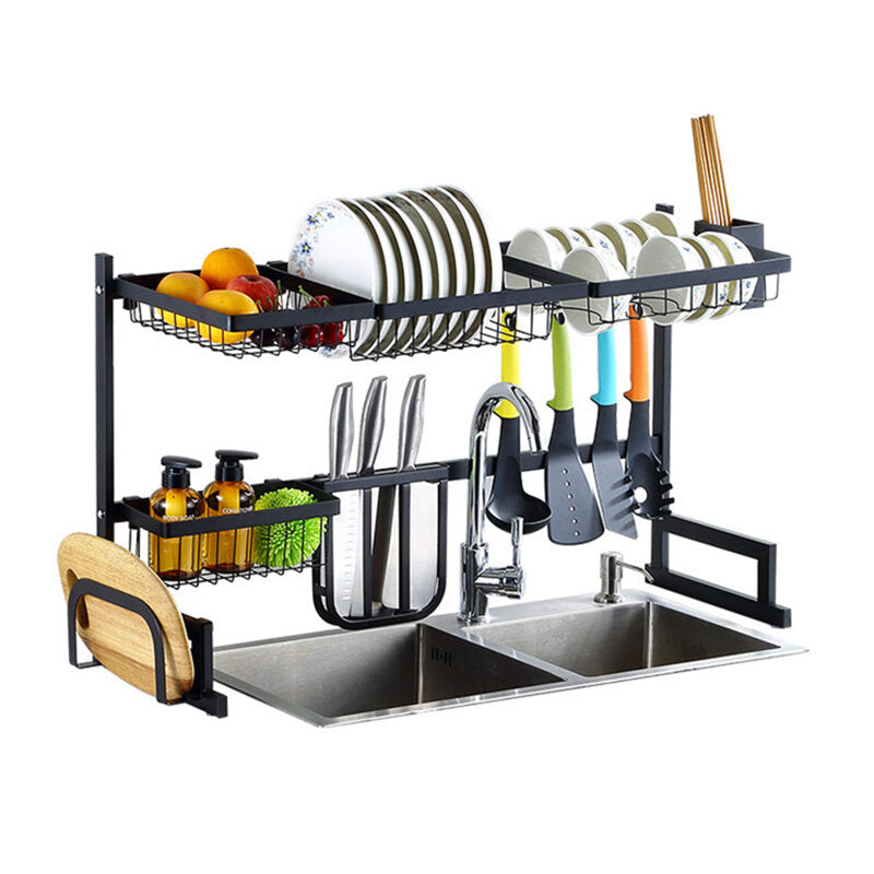 Sink Storage Rack 65/85CM Kitchen Over Sink Dish Drying Drain Shelf Dish Chopsticks Storage Holder Organizer