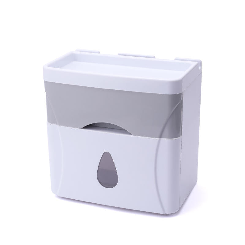 Wall Mounted Press Open Waterproof Double-deck Paper Rolled Toilet Tissue Box