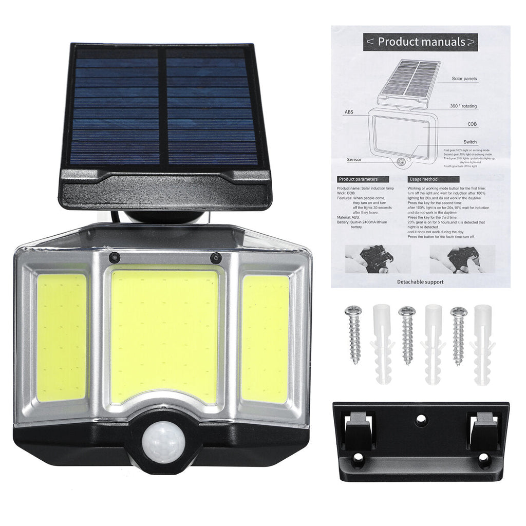 66LED/66COB/120COB/128COB/140COB LED Solar Power PIR Motion Sensor Wall Light 3 Modes Outdoor Waterproof Garden Lamp