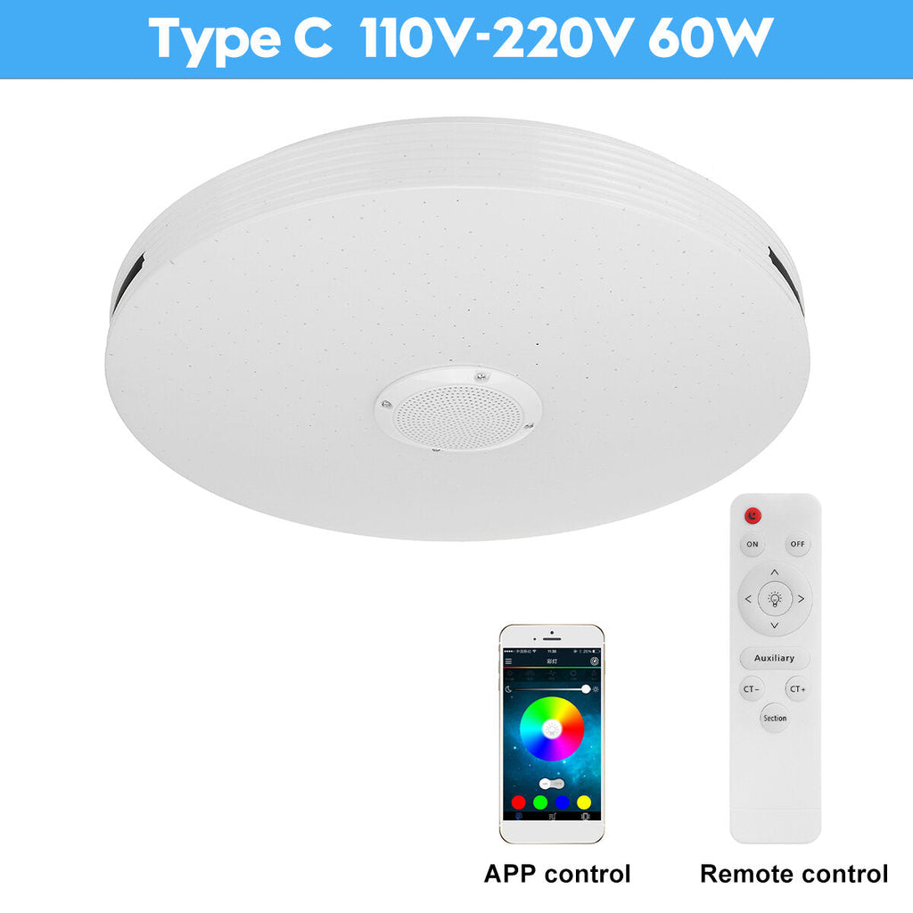 220V/110-220V Dimmable Bluetooth WIFI LED Ceiling Light 256 RGB Music Speaker Lamp APP Remote