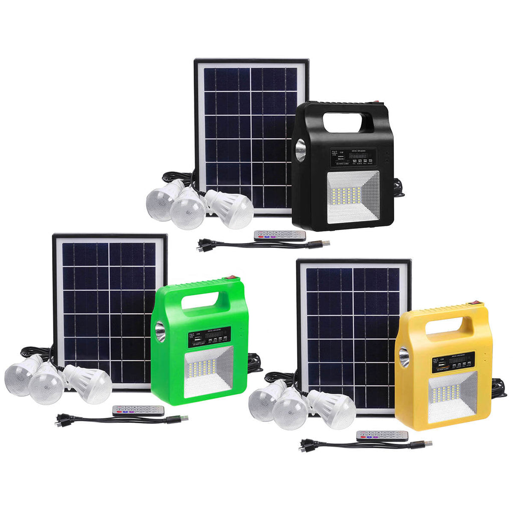 Portable bluetooth Solar Generator System Emergency LED Light Bulb Camping Radio Player+Remote Control