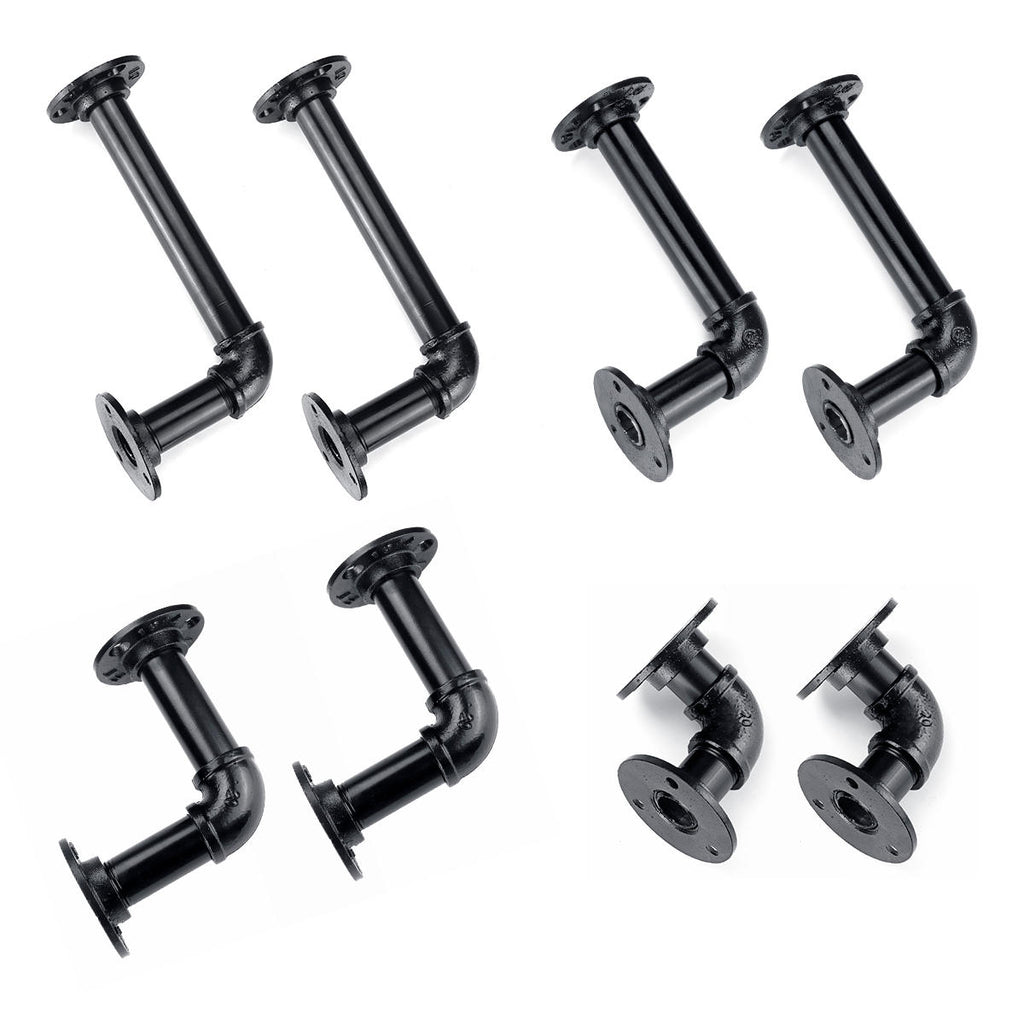 1 Pair of DN20 80/130/170/210mm Steel Pipe Shelf Bracket Holder DIY Pipe Shelf Brackets