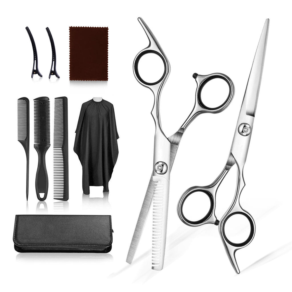 10pcs Professional Hair Cutting Scissors Thinning Shears Set Hairdressing Salon Barber