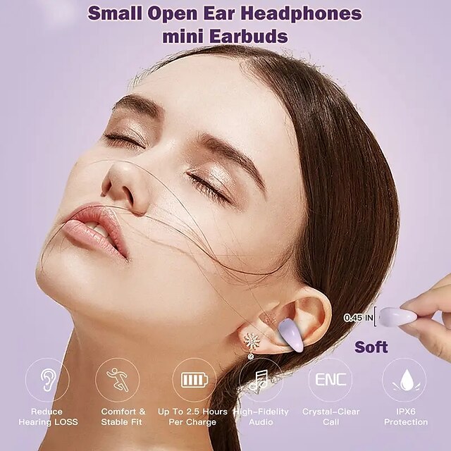 Small Clip Open Ear Headphones Wireless Ear Clip Air Conduction Conducting Earphone Headset With Mic Open Ear Earbuds