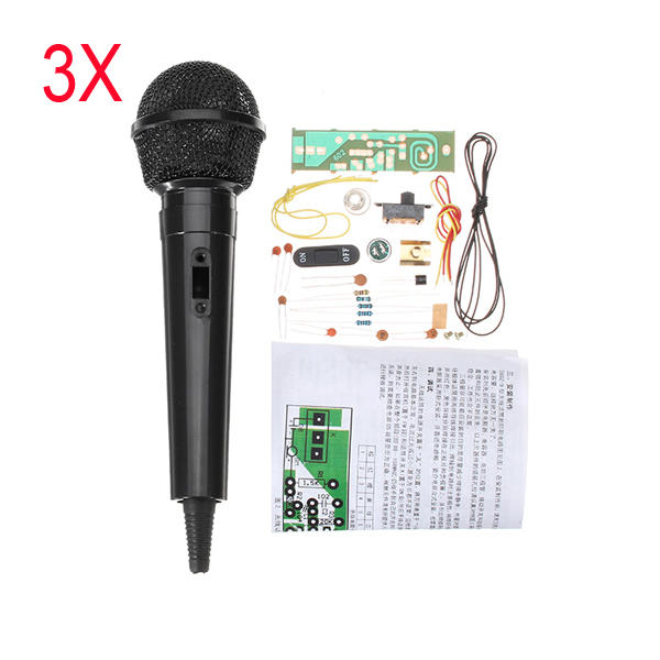 3Pcs DIY FM Wireless Microphone Electronic Kit FM Electronic Production Parts Training