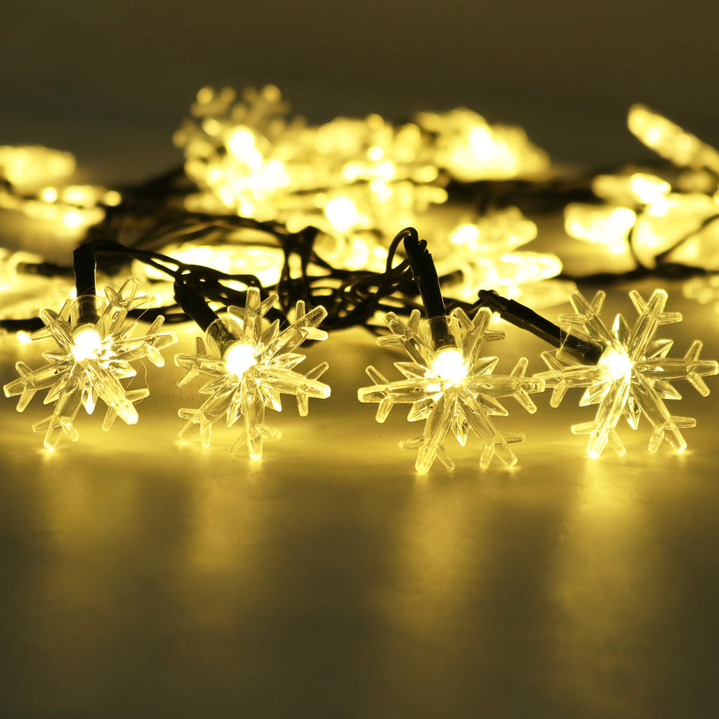 5/6.5/9.5/10M Solar Powered Snowflake String Fairy Lights Xmas Garden Outdoor Party Decor Lamp