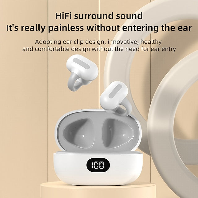 True Wireless Headphones TWS Earbuds Ear Clip Bluetooth 5.3 Stereo Surround sound HIFI for Travel Entertainment