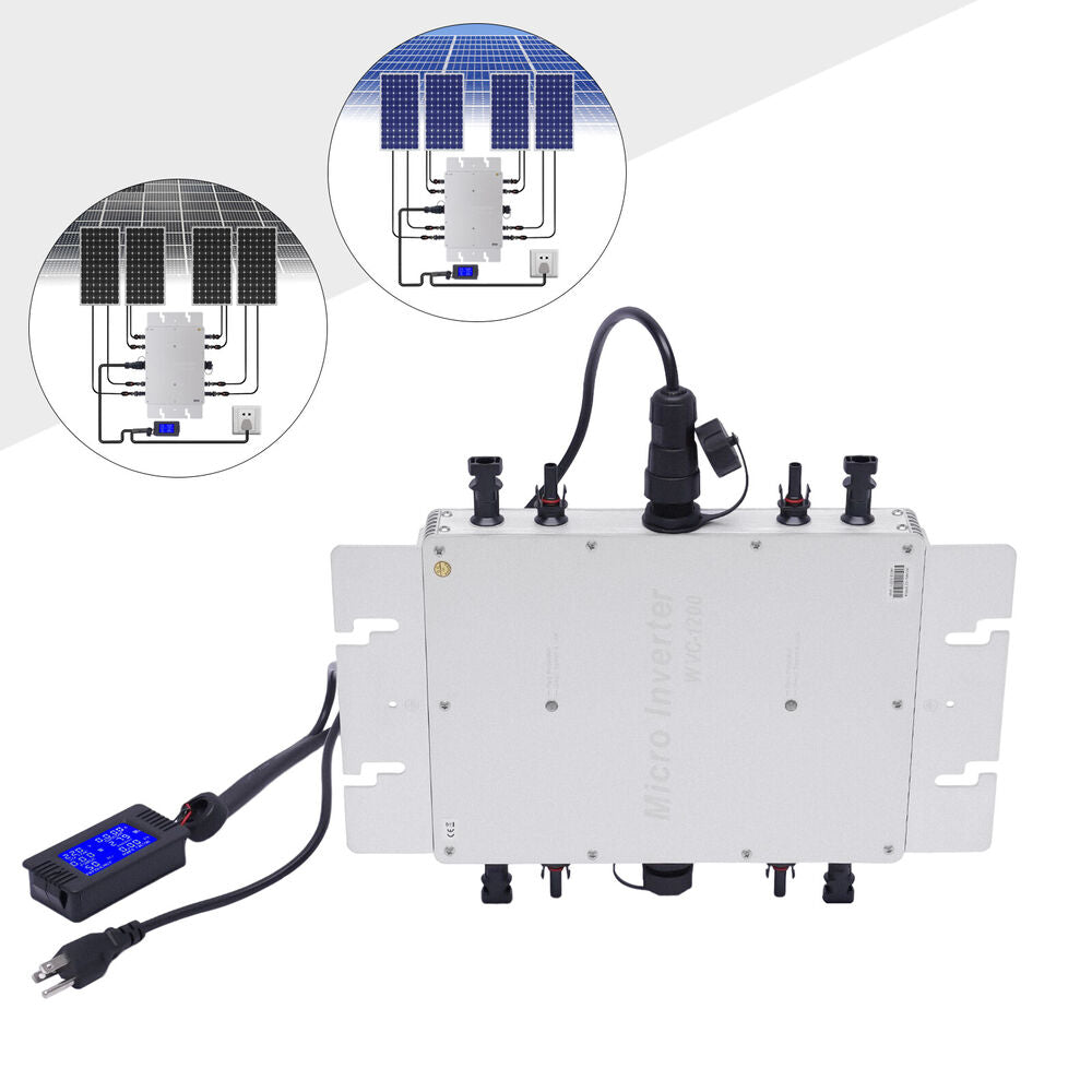 Solar Micro Inverter 1200W Grid Tie MPPT Pure Sine Wave DC to AC Waterproof US 110V