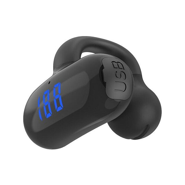 Ear-Clip Bluetooth Single Ear Headphones Bone Conduction Earphone Wireless Earbuds HiFi Music Surround Stereo Bass Sports Gaming Headset with Mic