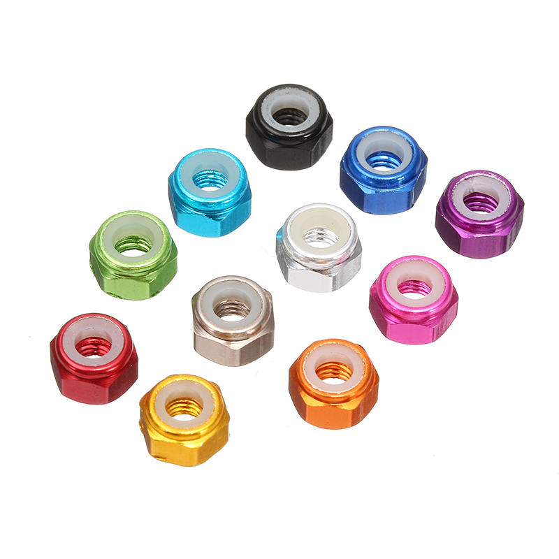 10Pcs M2 Self-locking Nylon Nut Aluminum Alloy Multi-color