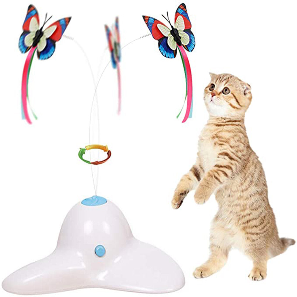 Electric Vibrate Rotating Cat Toys Teaser with Butterfly Replacement for Pet