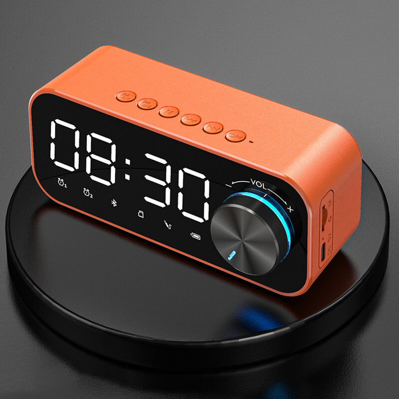 Bluetooth 5.0 Speaker Alarm Clock Night Light Multiple Play Modes LED Display 360 Surround Stereo Sound 1800mAh Battery Life