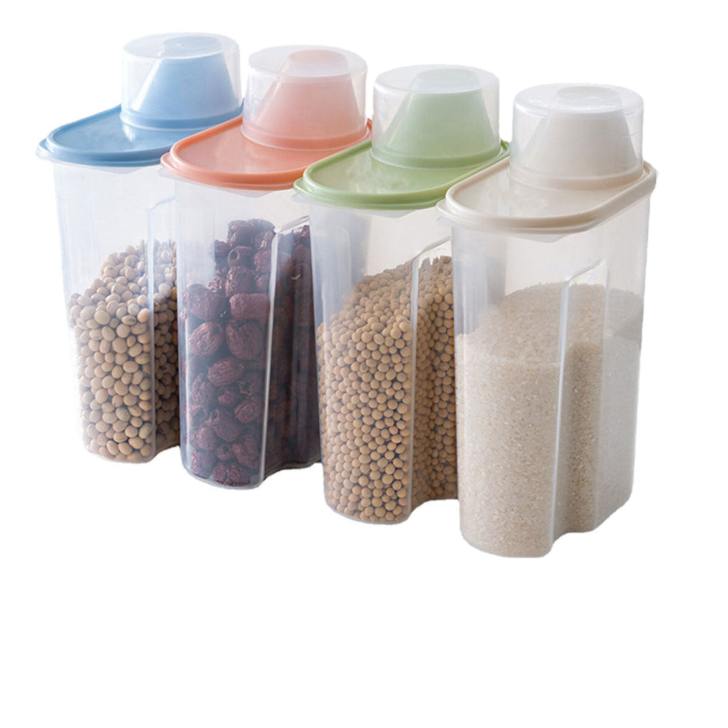 Plastic Airtight Food Container 4 Pcs Storage Box Rice Cereal Bean 2.5L