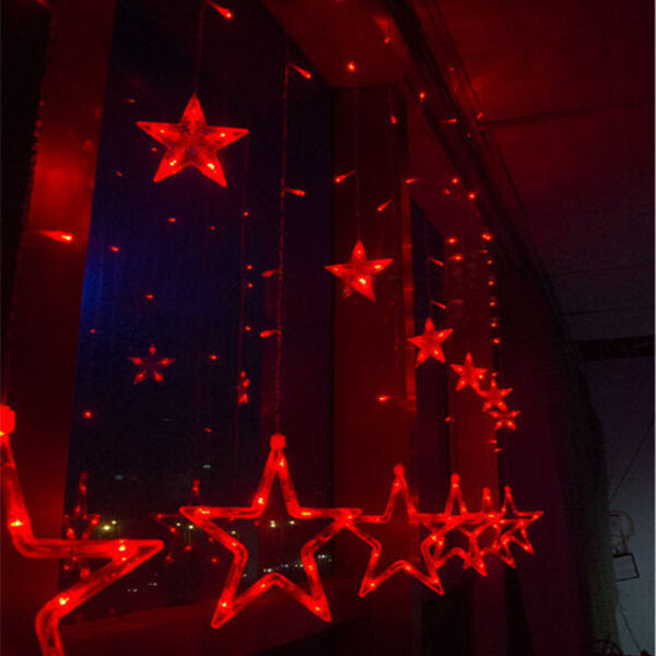 220V LED Light String Star Shape Curtain Light Home Decor Celebration Festival Wedding