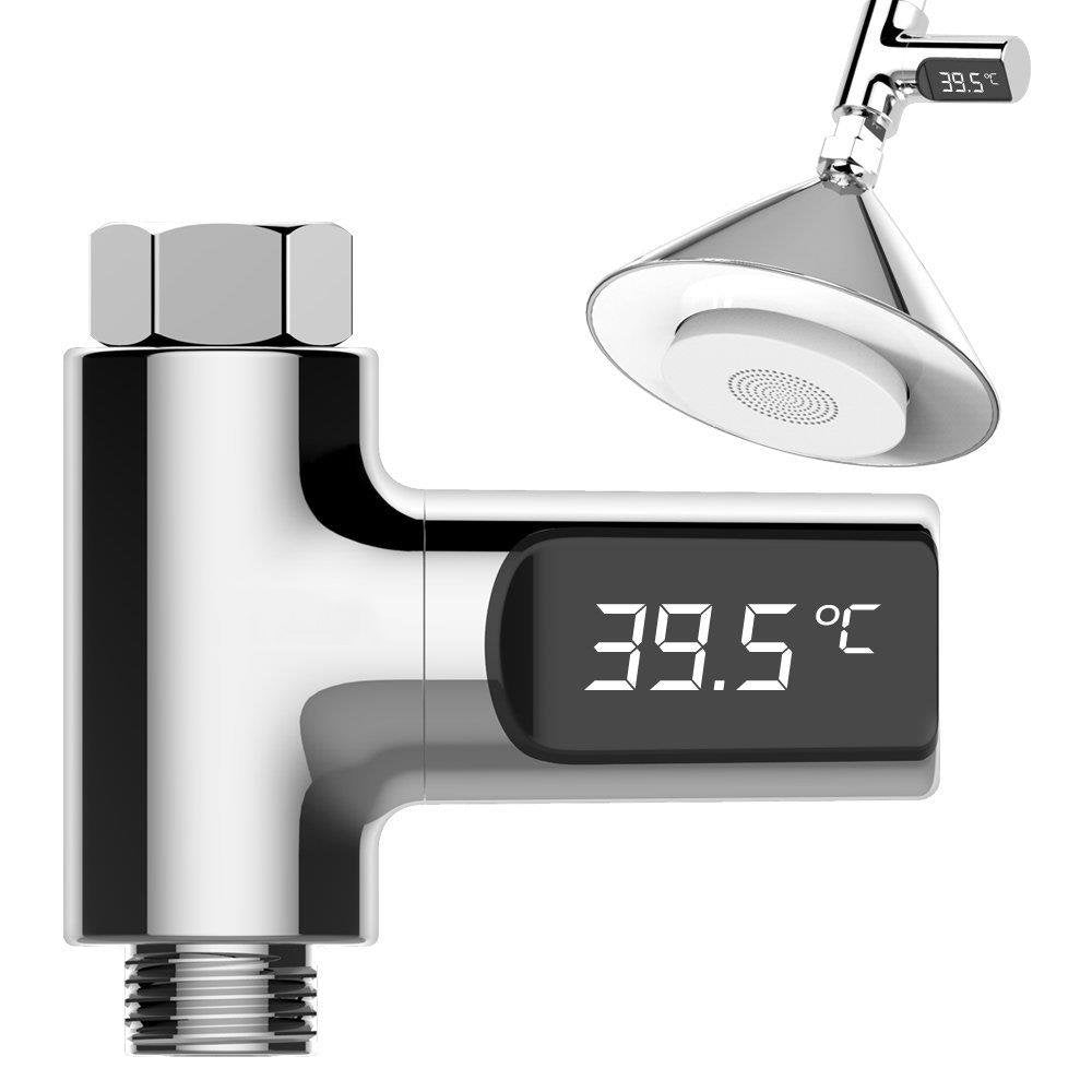 LED Display Home Water Shower Thermometer Flow Self-Generating Electricity Water Temperture Meter Monitor Energy Smart Meter  for Baby Care