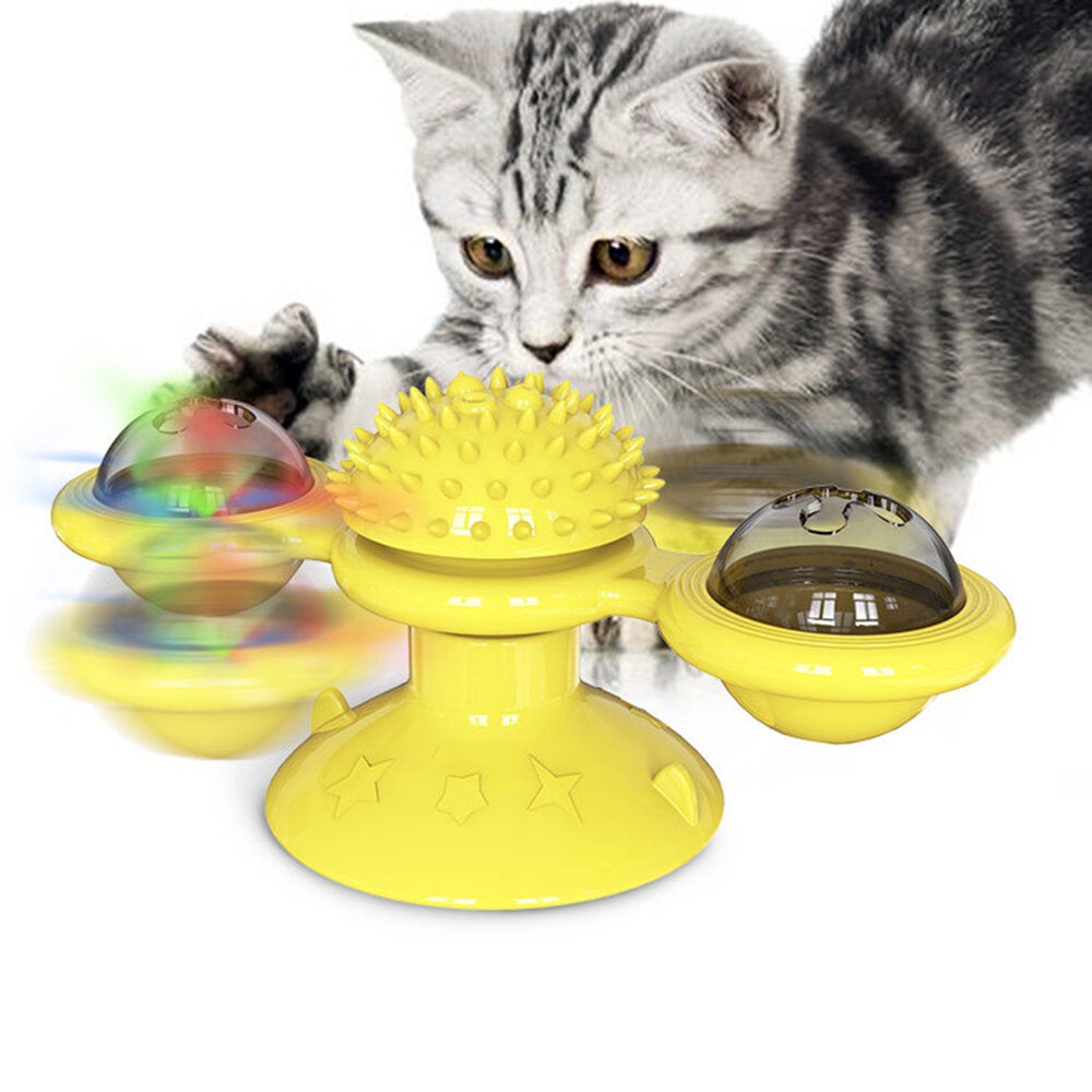 Dog Cat Food Ball Pet Toy Flip-Top Spinning Mill Scratch-Itch Toys Brush For Home Games