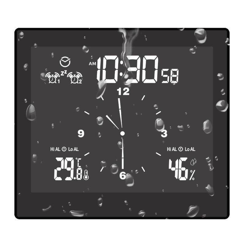 Digital Clock Waterproof Bathroom Wall Clock Hygrometer Thermometer Alarm Clock Timer Temperature Humidity Clock