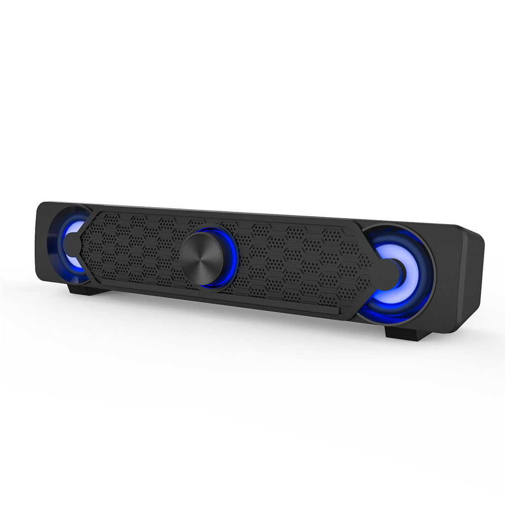 Desktop Soundbar Hi-Fi 3D Surround Sound Bass 50.8mm Dual Drivers Luminous USB AUX Wired Speaker