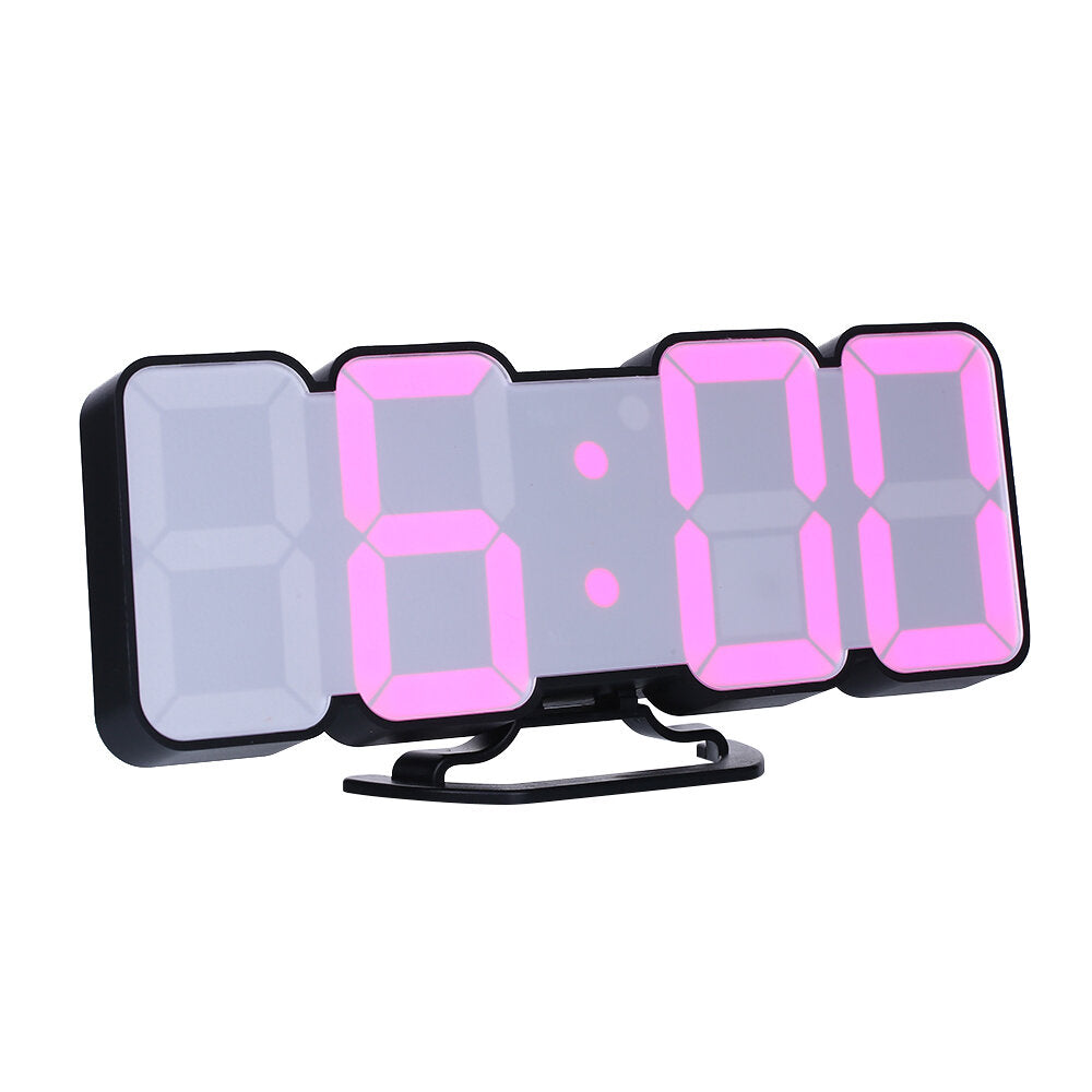 3D LED Digital Wall Clock Wireless Remote Digital RGB LED Alarm Clock USB Sound Control Snooze Functions Wall Desktop Clock