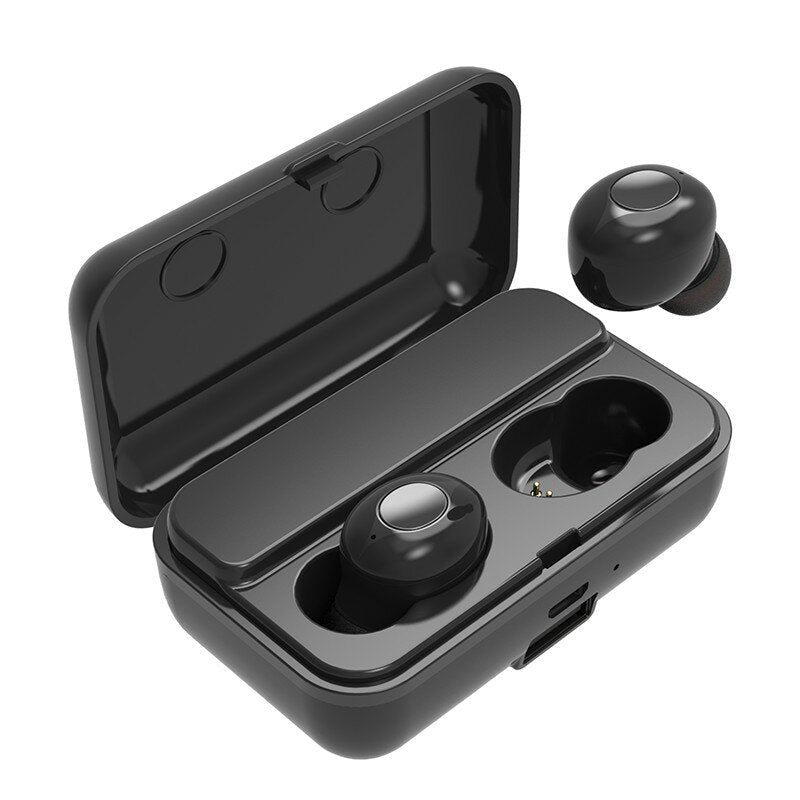 TWS Dual Bluetooth 5.0 Wireless Stereo Earphone IPX5 Waterproof Button Touch Auto Pair Gaming Headphone with 2000mAh Power Bank for