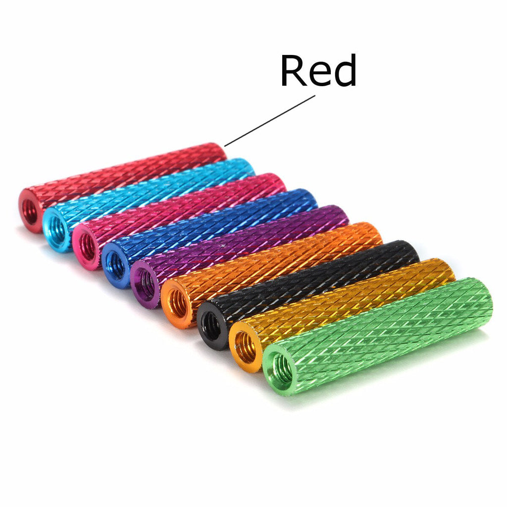 M3AS6 10Pcs M3 28mm Knurled Standoff Aluminum Alloy Anodized Spacer